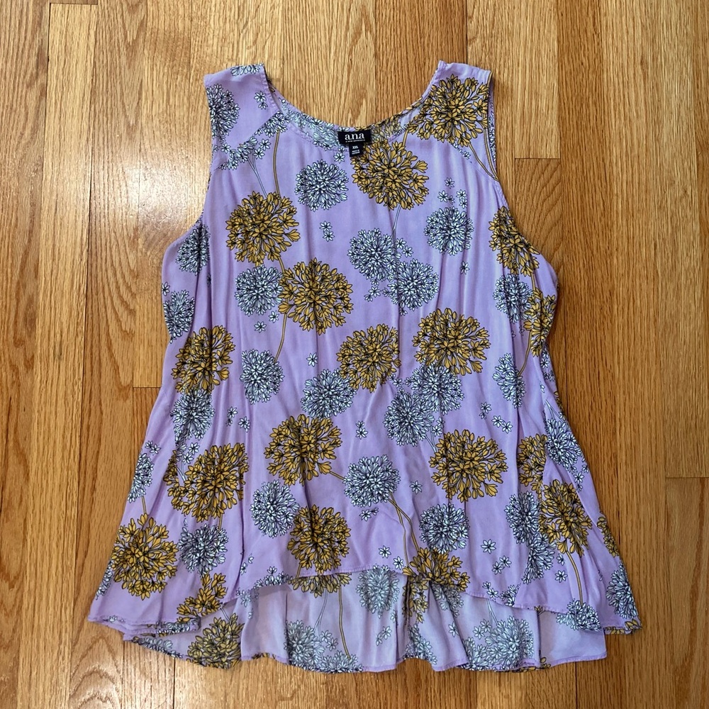A.N.A Hi-Lo Flower Sleeveless Blouse- Purple XXL - EUC